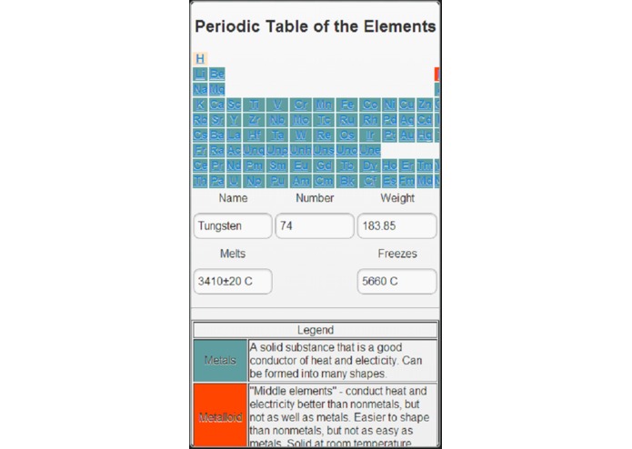 periodic table – screenshot 2