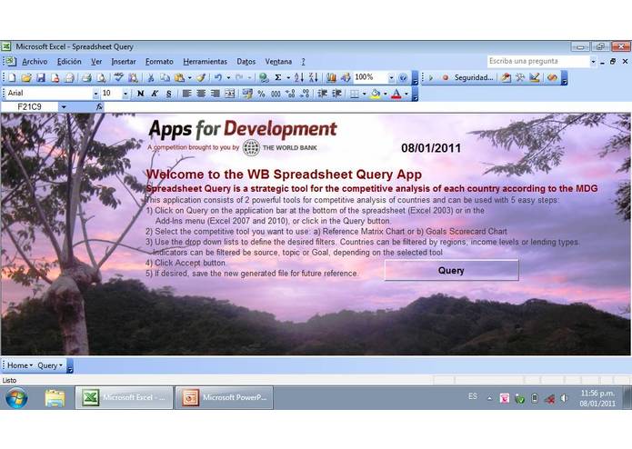 Spreadsheet Query for the Analysis and Follow Up of the MDG – screenshot 1