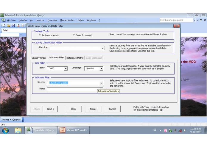 Spreadsheet Query for the Analysis and Follow Up of the MDG – screenshot 3