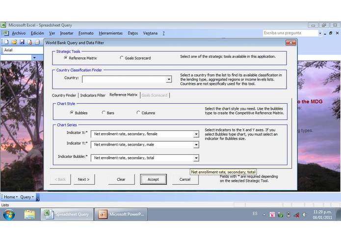 Spreadsheet Query for the Analysis and Follow Up of the MDG – screenshot 4