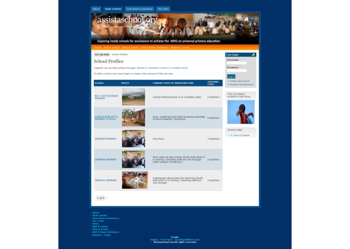 Needy schools exposure app (www.assistaschool.org) – screenshot 2