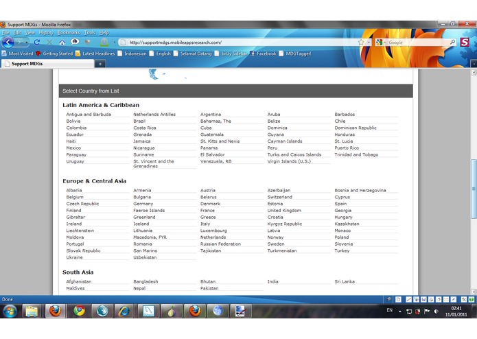 Support MDGs – screenshot 2
