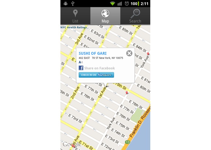 NYC Health Ratings for Android – screenshot 1