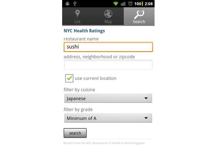 NYC Health Ratings for Android – screenshot 2