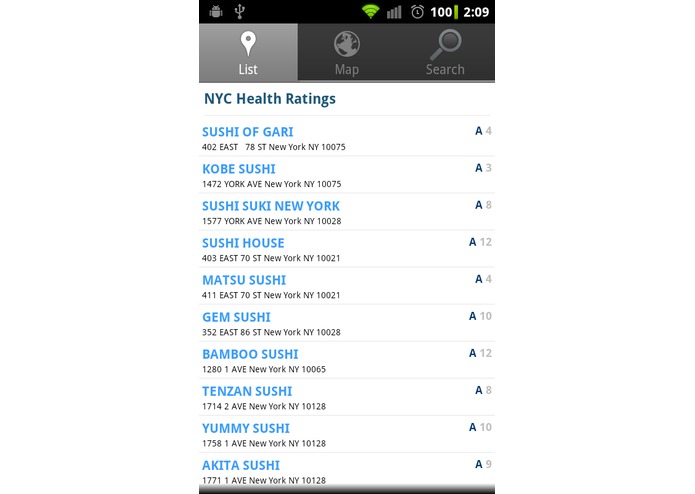 NYC Health Ratings for Android – screenshot 3
