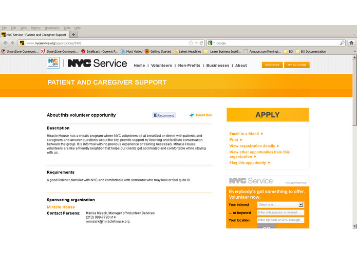 NYC Volunteer Opportunities Finder App – screenshot 2