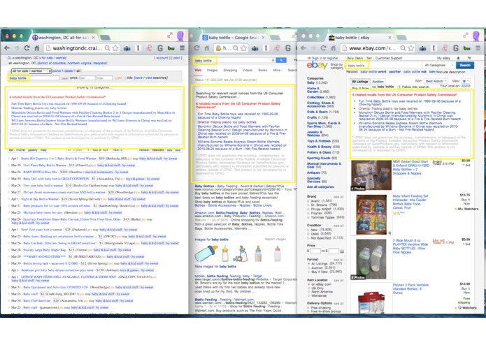 In-Browser Product Safety Information – screenshot 1