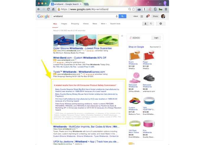 In-Browser Product Safety Information – screenshot 2
