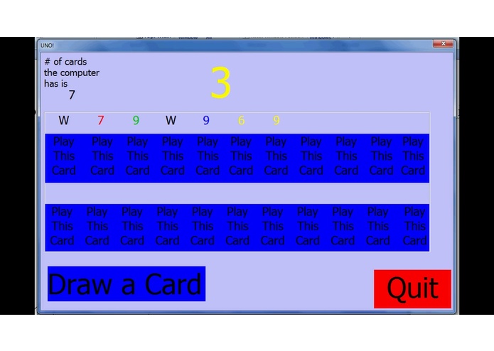 Uno game in Visual Basic – screenshot 3