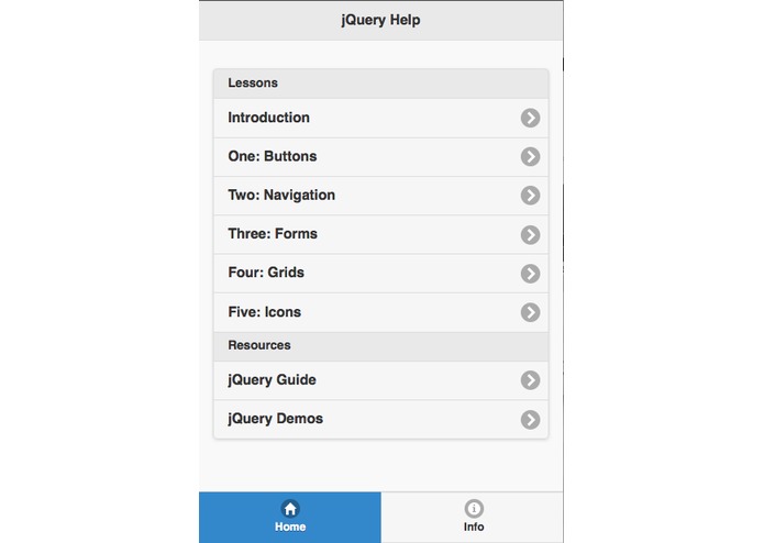 jQuery Help App – screenshot 1