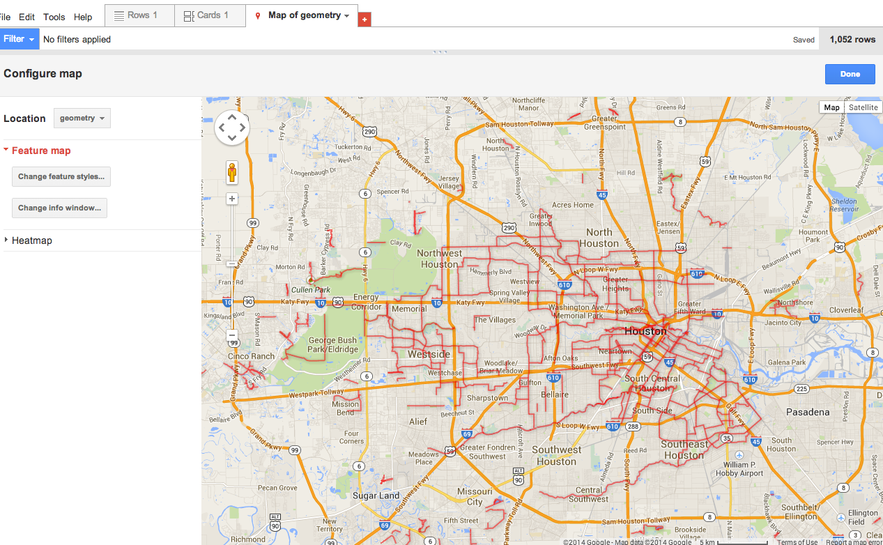Houston Bike Routes Fusion Table Devpost