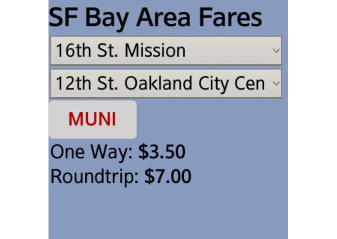 SF Bay Area Transit Fare Calculator  – screenshot 1