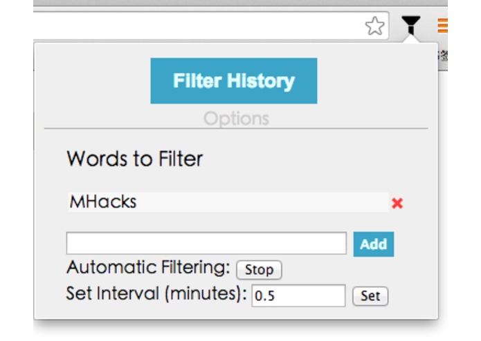 History Filter – screenshot 1