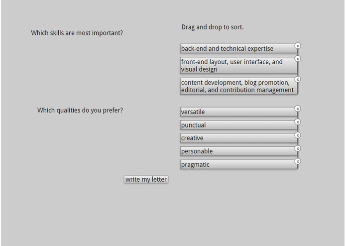 Interactive cover letter – screenshot 1