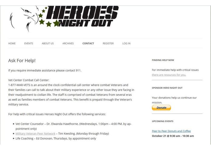 Heroes Night Out - new appealing website for veterans – screenshot 4