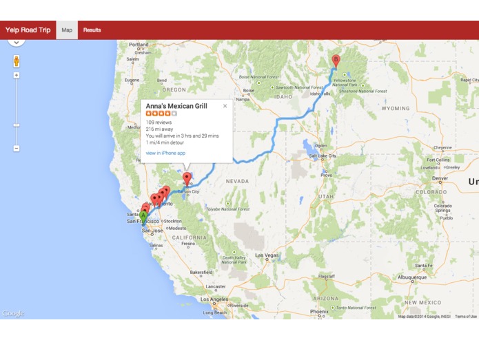 yelp-road-trip-app – screenshot 1