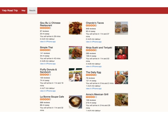 yelp-road-trip-app – screenshot 3