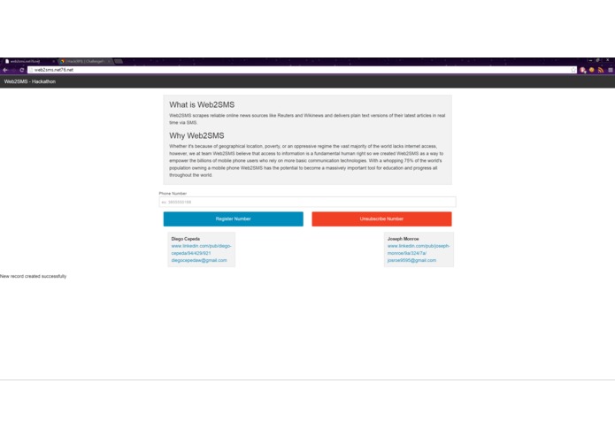 Web2SMS – screenshot 1