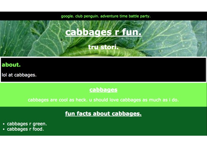 cabbages website – screenshot 1