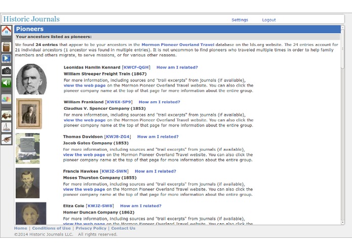 Historic Journals website – screenshot 4