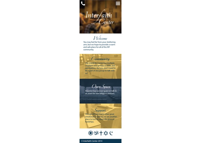 Interfaith Center Mobile Interface – screenshot 1