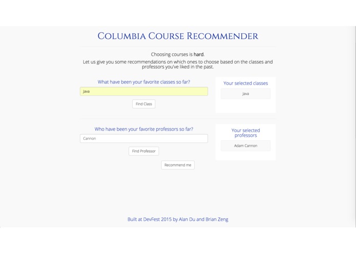 Columbia Course Recommender – screenshot 1