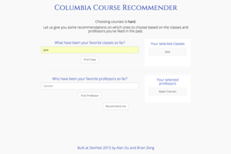 Columbia Course Recommender