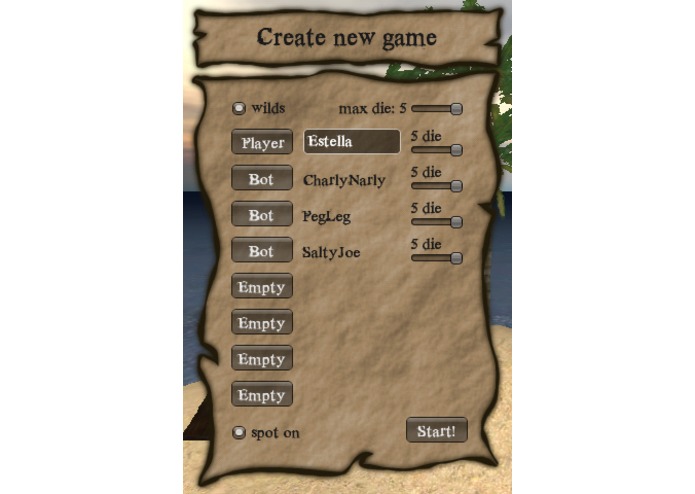 Liar's Dice iOS/Android App – screenshot 2