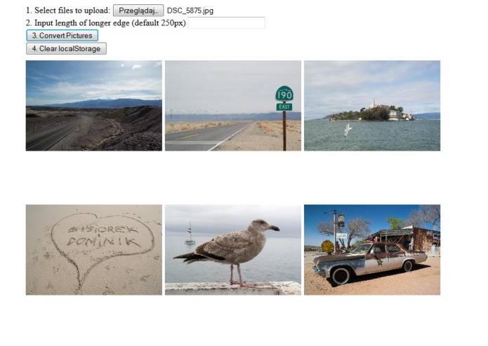 localStorage gallery with Canvas resize – screenshot 1