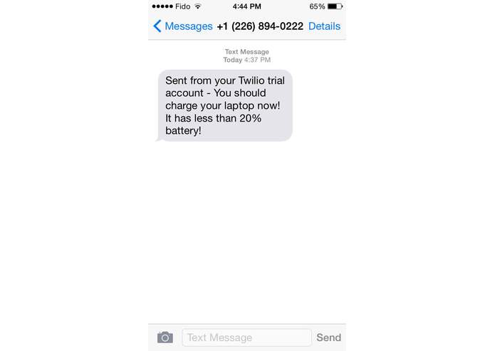 SMS Me When My Battery is Low! [OSX/Linux Only] – screenshot 1