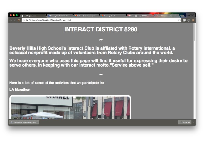 Interact District 5280 Informational Page – screenshot 1