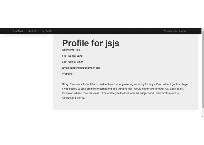 User Stories for Women in Computer Science – screenshot 1