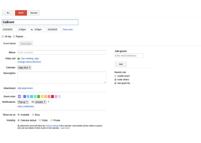 CalEvent – screenshot 1