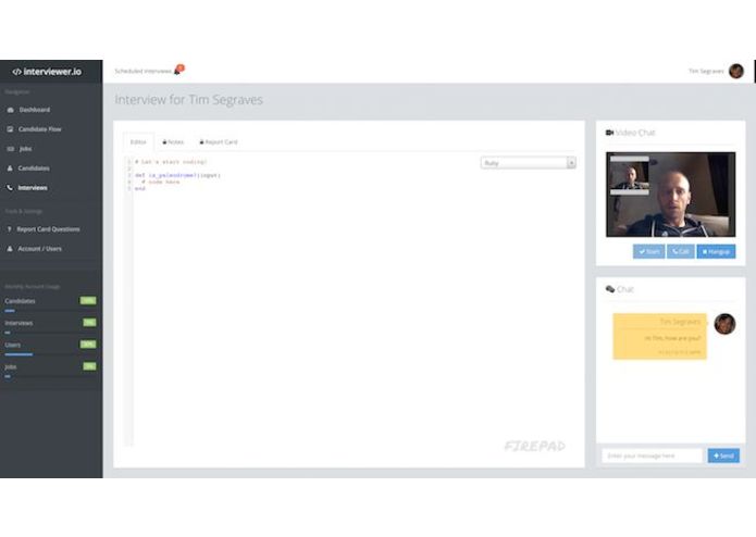 interviewer.io – screenshot 2