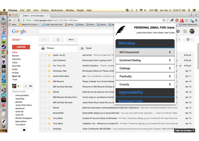 personalEmails – screenshot 2