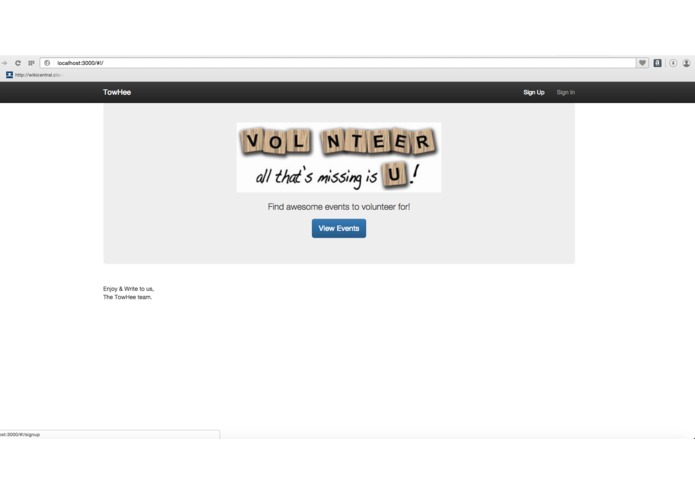 TowHee: A Volunteer Match App – screenshot 1