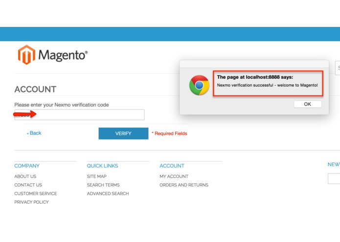Nexmoshop - Securing Magento with Nexmo – screenshot 3