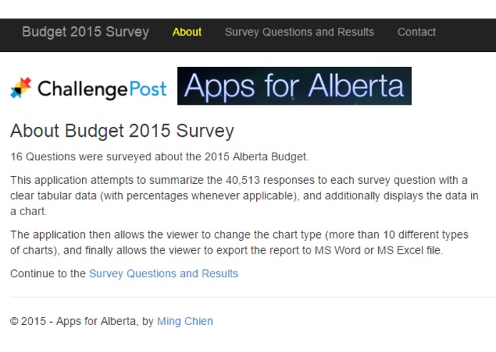 Alberta Budget Survey 2015 Questions & Results in tabular and Charts, exportable – screenshot 2