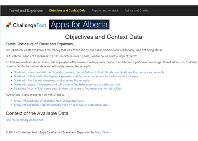 Alberta Public Disclosure of Travel and Expenses examine expenses and receipts – screenshot 2