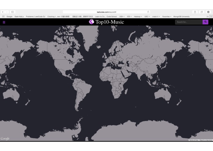 Top 10 popular music worldwide map  – screenshot 2