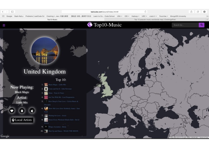 Top 10 popular music worldwide map  – screenshot 4