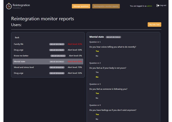 Reintegration monitor – screenshot 4