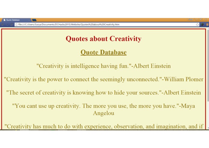 Quote Database Prototype – screenshot 1