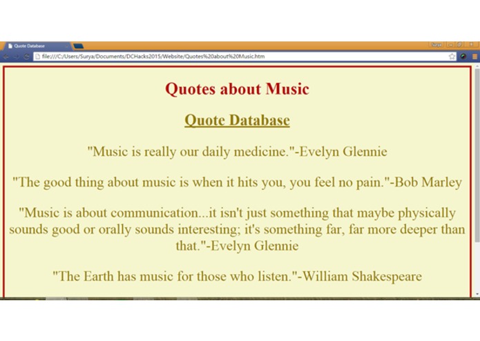 Quote Database Prototype – screenshot 2