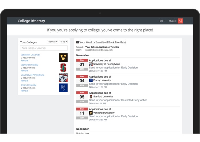 collegeitinerary – screenshot 1