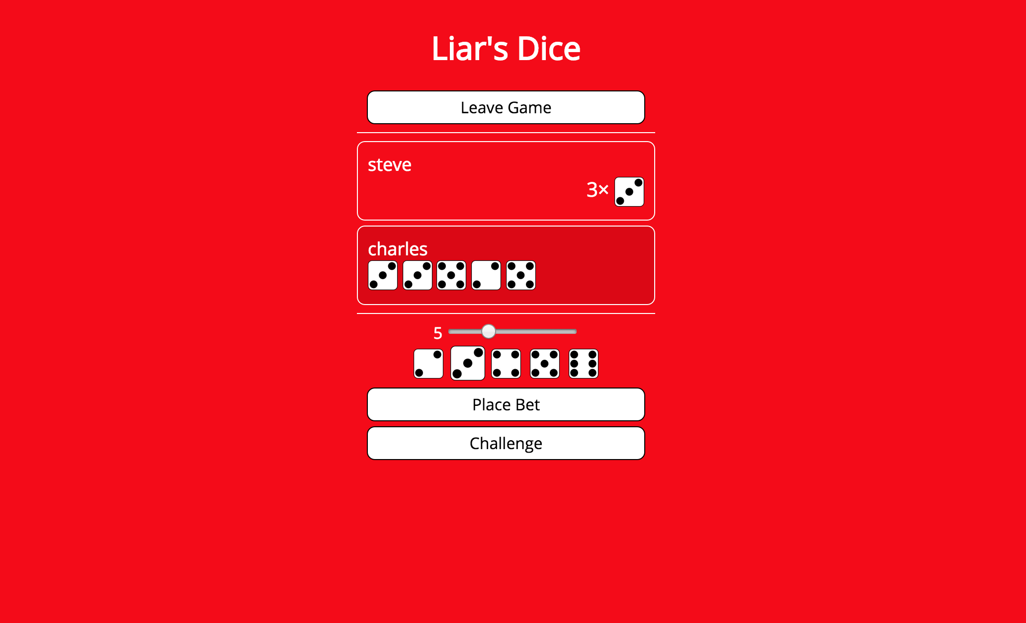 Liar's Dice Devpost
