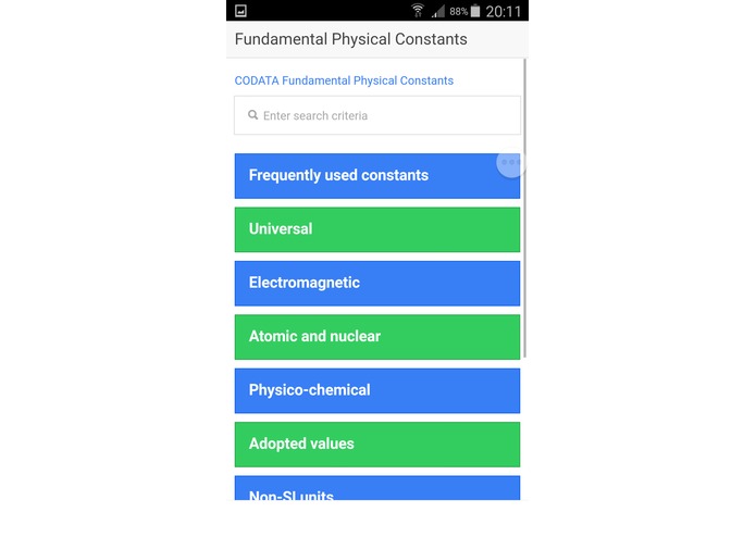 NIST data app – screenshot 2