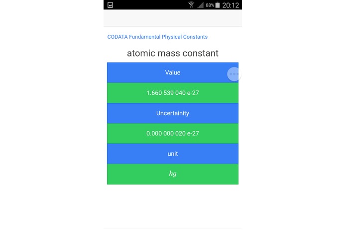 NIST data app – screenshot 3