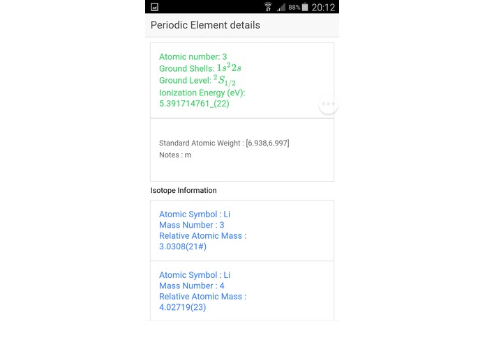 NIST data app – screenshot 4