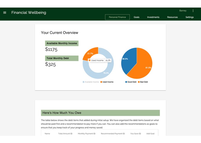 Financial Wellbeing – screenshot 1
